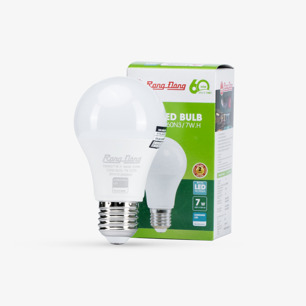 Đèn bulb A60N3/7W.H Rạng Đông 7w